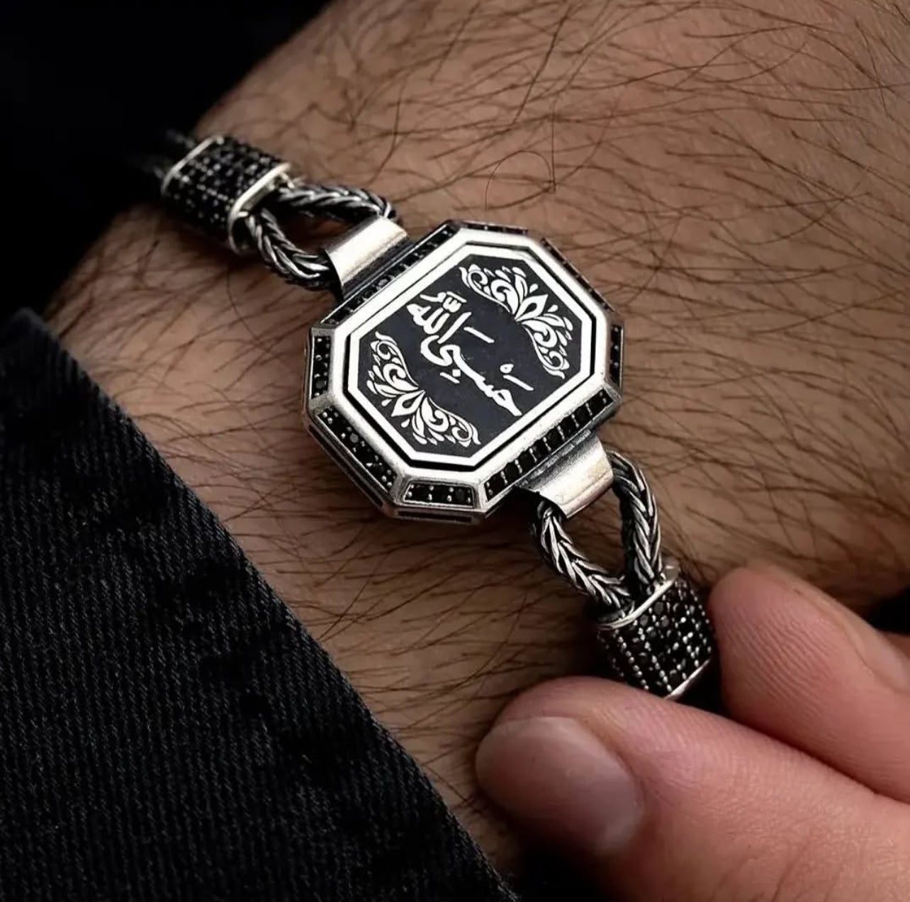 Hasbiyallah işlemeli 925 Ayar Gümüş Bileklik
