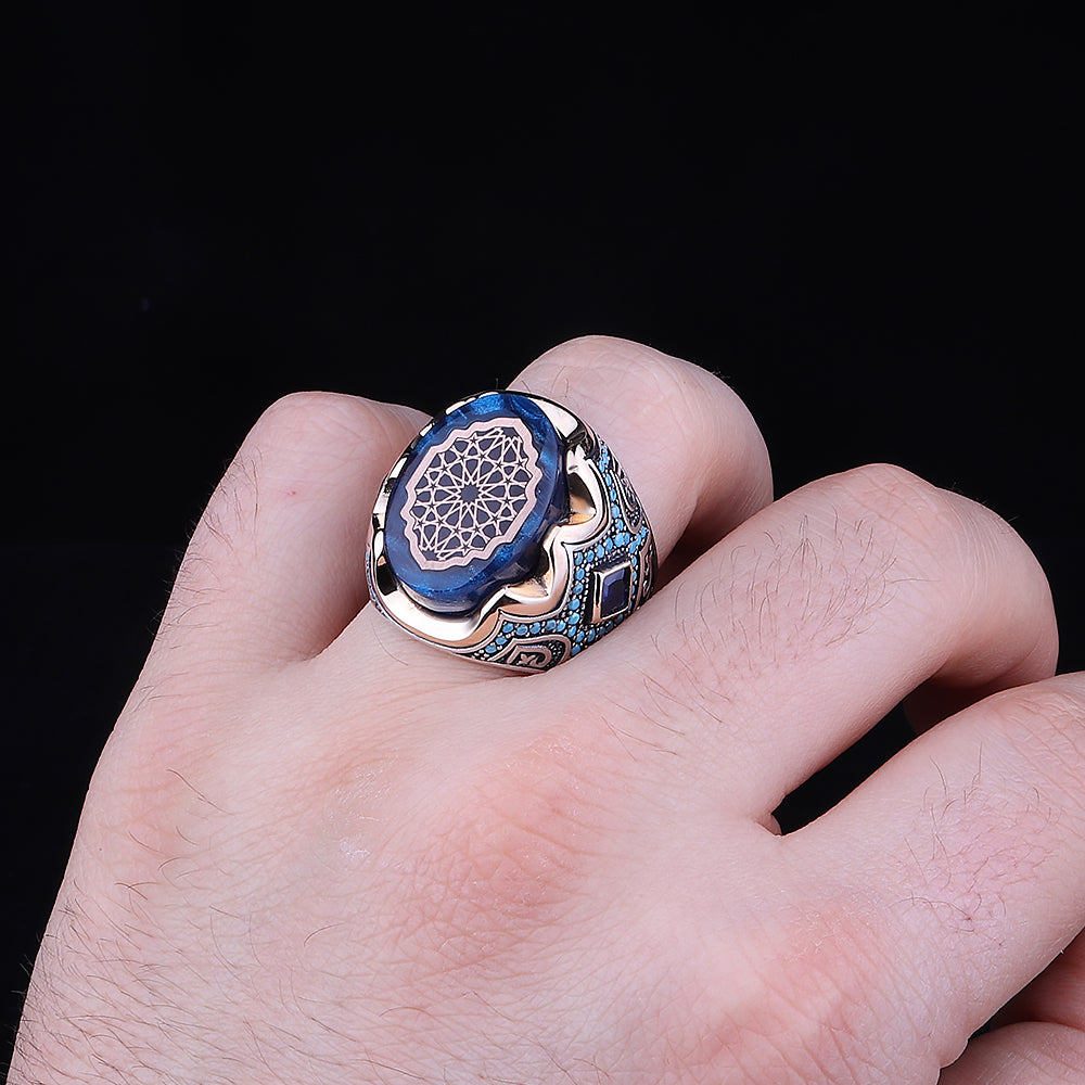 Kehribar Taşlı Gümüş Yüzük