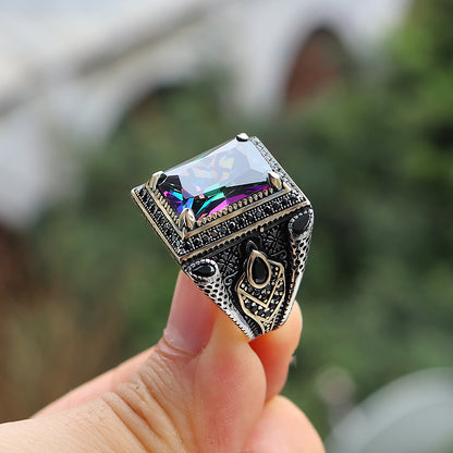 Mistik Topaz Taşlı 925 Ayar Gümüş  Yüzük