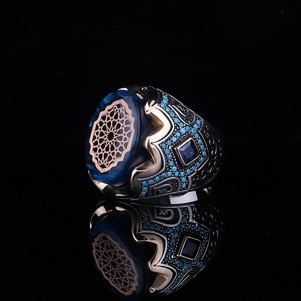 Kehribar Taşlı Gümüş Yüzük