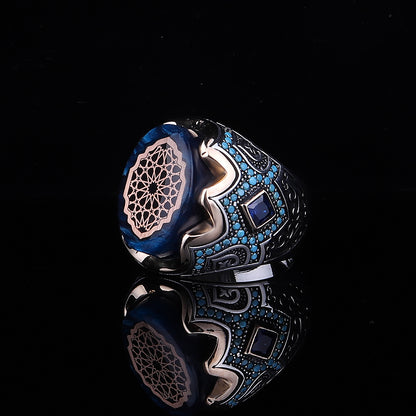 Kehribar Taşlı Gümüş Yüzük