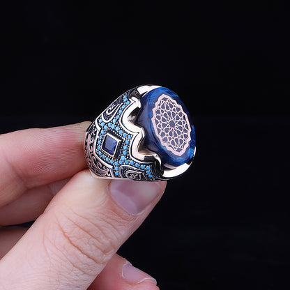 Kehribar Taşlı Gümüş Yüzük