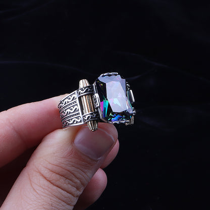 Mistik Topaz Taşlı 925 Ayar Gümüş  Yüzük